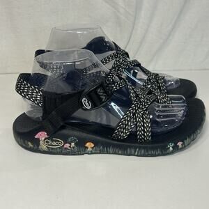Chaco Sandals Womens 8 ZX/2 Classic Hiking Black Outdoor J106266 Hand Painted